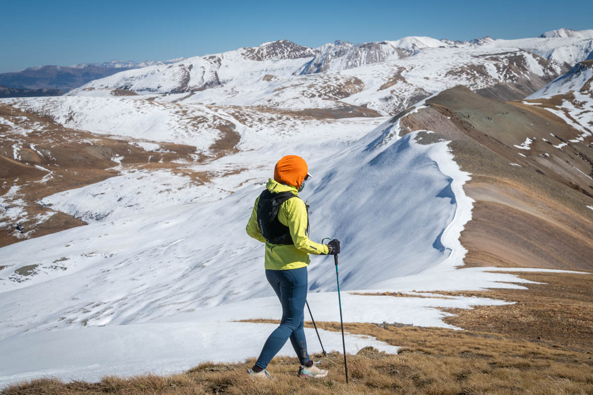 Meghan Hicks on snowy ridgeline