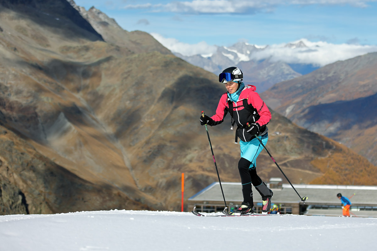 Tove Alexandersson training ski mountaineering in Switzerland