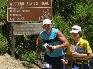 AJW with son Logan coming out of El Dorado Canyon Western States 100