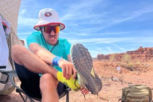 Patrick Yalon - changing shoes at 2025 Moab 240