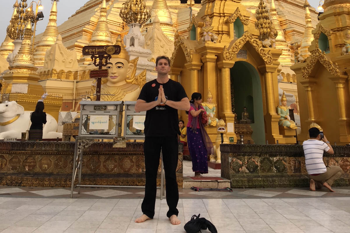 Patrick Yalon - Meditating in front of Temple