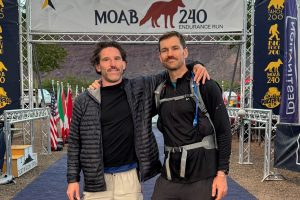 Patrick Yalon and friend John at finish of 2025 Moab 240 Mile