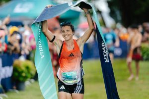 Ruth Croft - 2026 Tarawera 102k - women's winner- finish line