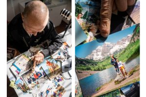 Ettore Champretavy looking at photos