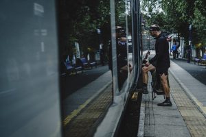 Damian Hall using public transport