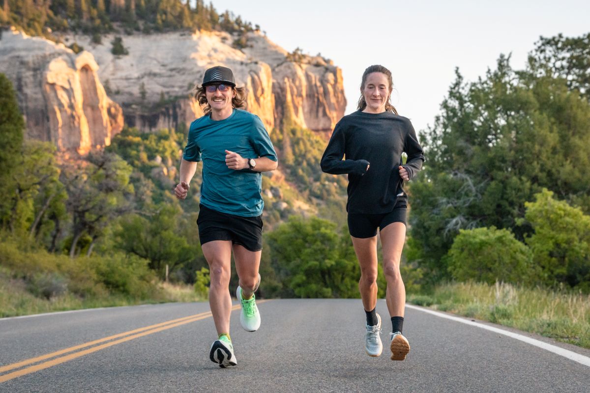 Best Road-to-Trail Shoes - two runners on mountain road