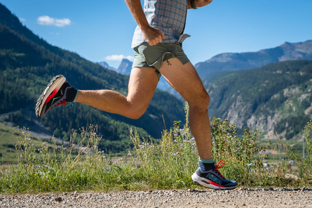 Best Marathon Shoes - runner in Hoka Tecton X 3 on mountain trail