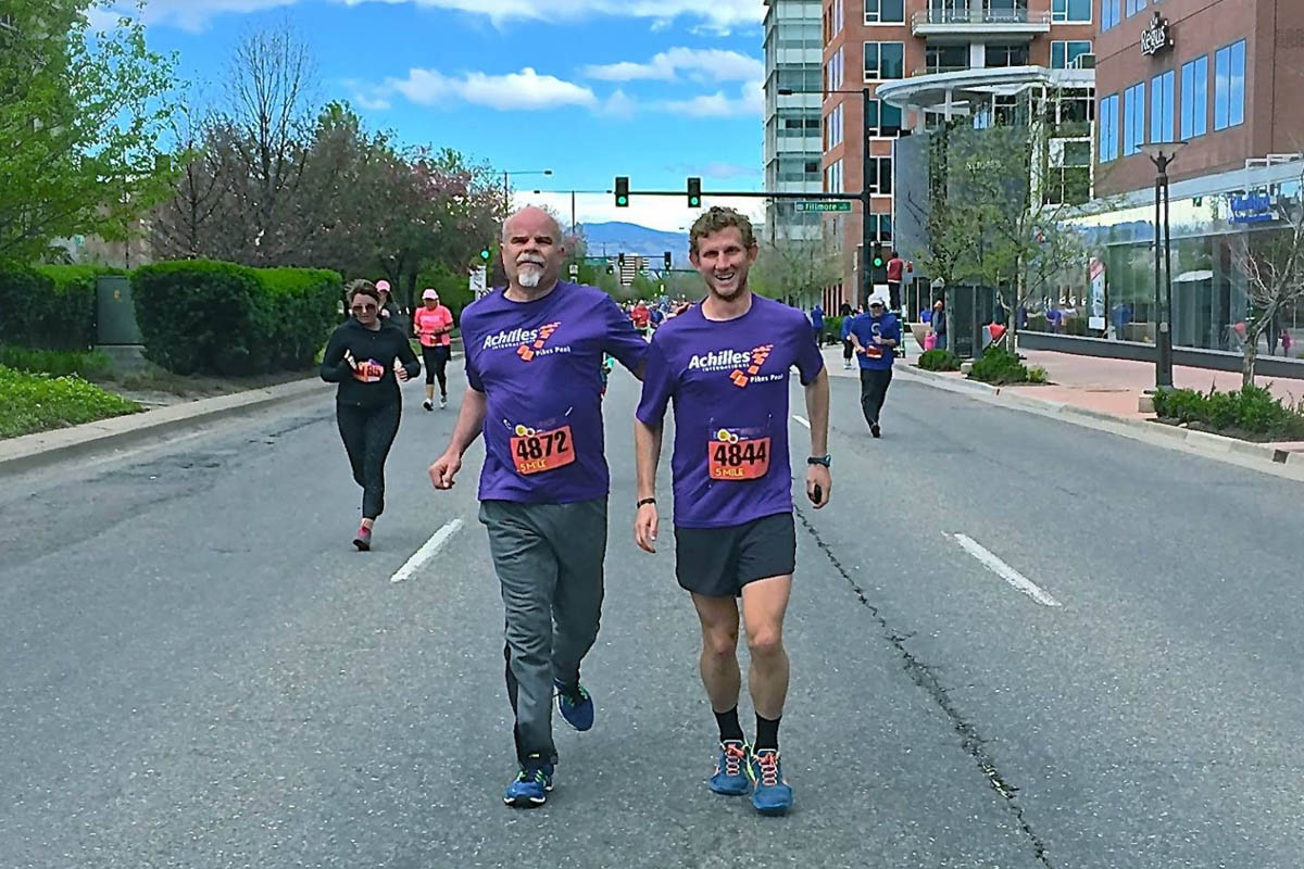 Brandon Stapanowich guiding blind athlete 2016 Cherry Creek Sneak 5k