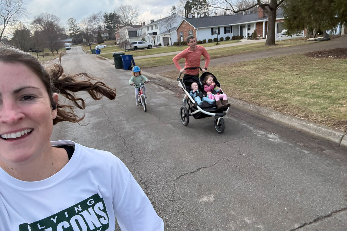 Sabrina Little running with Family