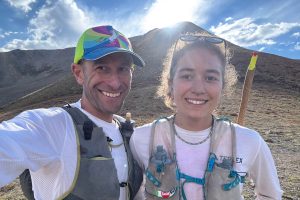 Justin Neuman and daughter during Leadville 100
