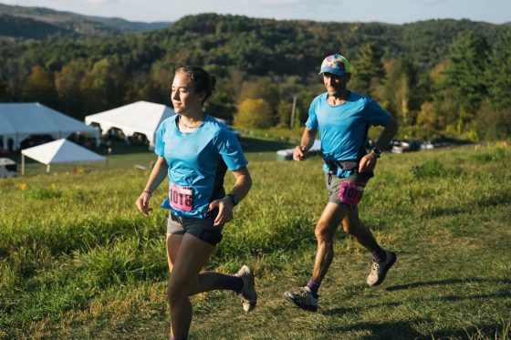Justin Neuman and daughter during Vermont 50