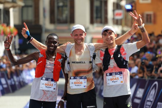 2026 OCC mens podium - Frederic Tranchand - Nashon Kiplimo - Miguel Benitez