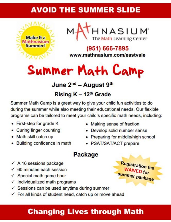 Math Summer Camp 2019 Mathnasium