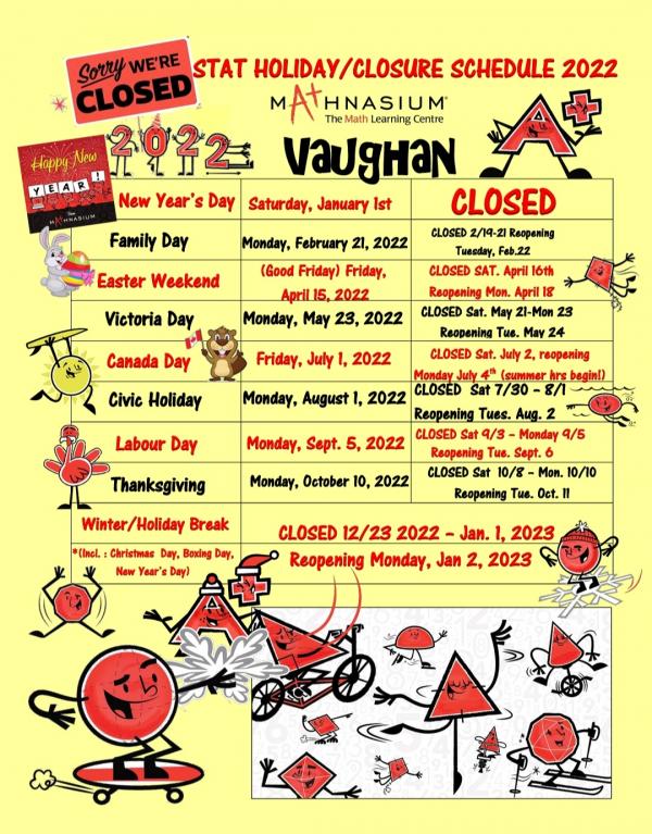 Cy Fair Calendar 2023 Vaughan Mathnasium Schedule | Mathnasium