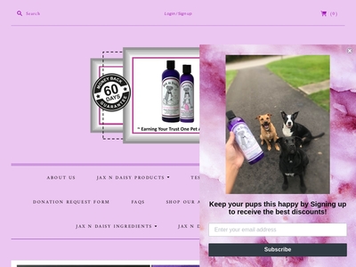 jax and daisy dog shampoo and lotion