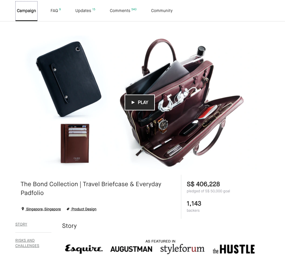 kickstarter leather briefcase