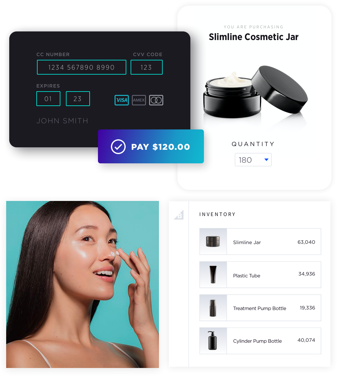 collage credit card payment inventory product cosmetics generic