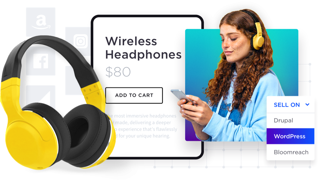 Collage Headless Commerce Amazon Facebook Instagram Skullcandy