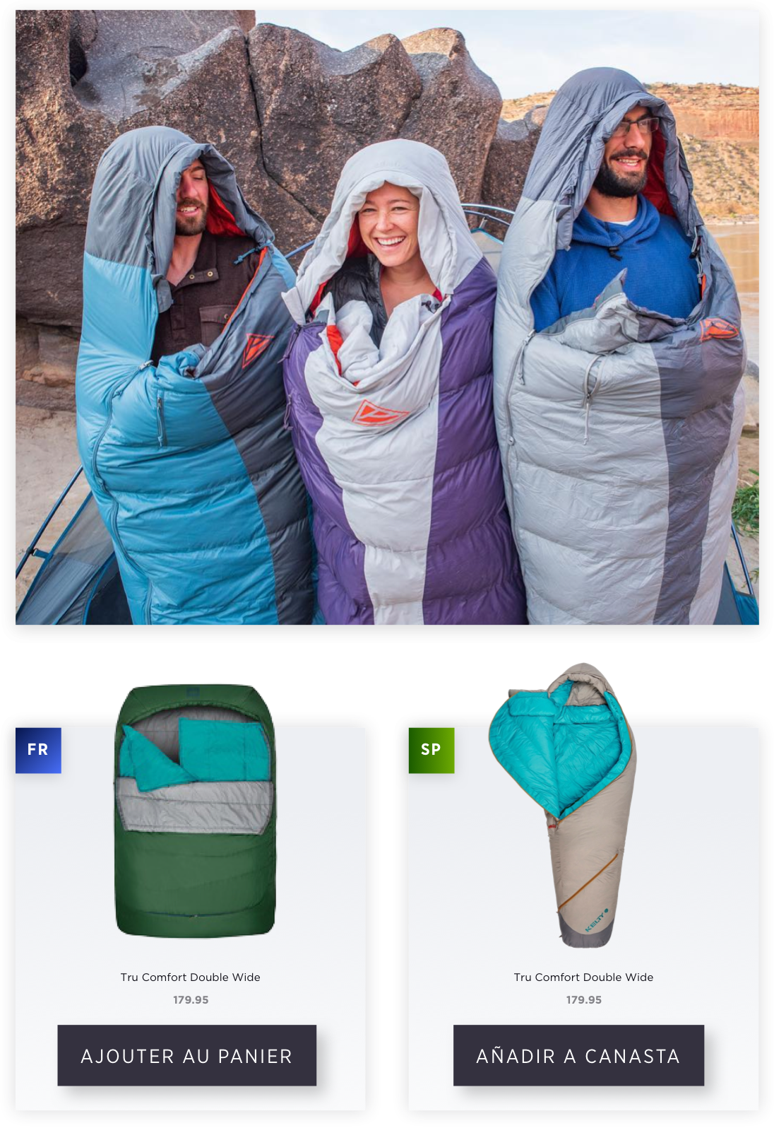 collage multi store french spanish product sleeping bag kelty