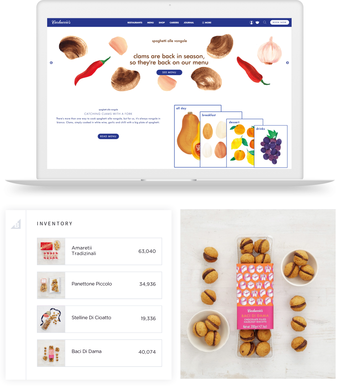 collage storefront inventory food beverage carluccios