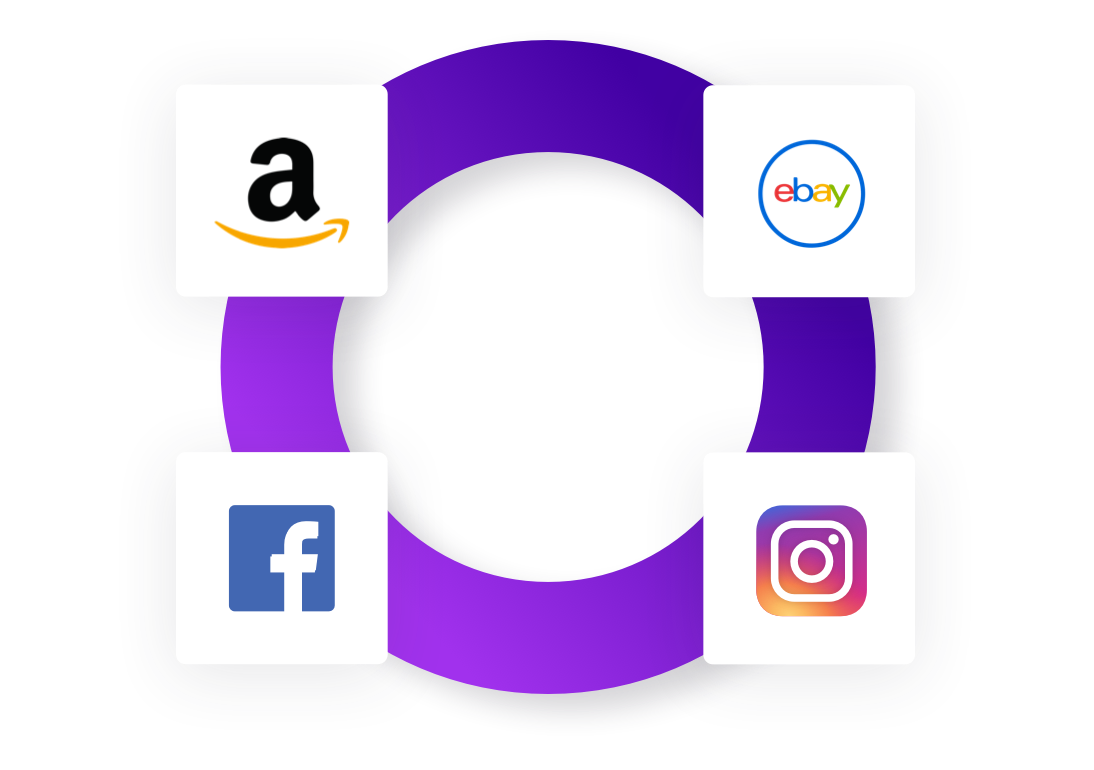 illustration multi channel circle gradient amazon ebay facebook instagram