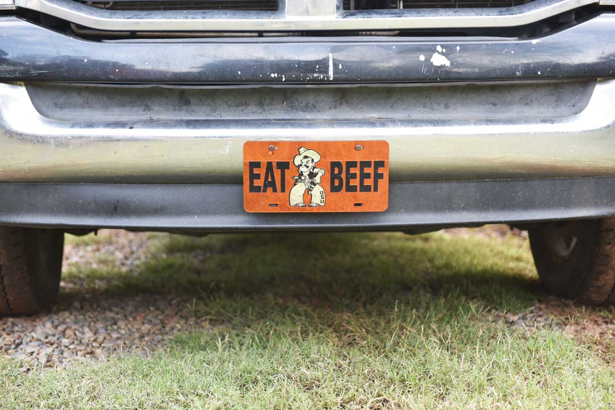 A vanity plate on John Boyer's truck.