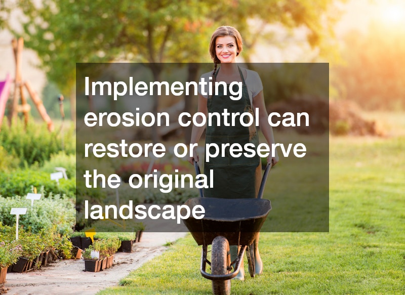 Implementing erosion control can restore or preserve the original landscape