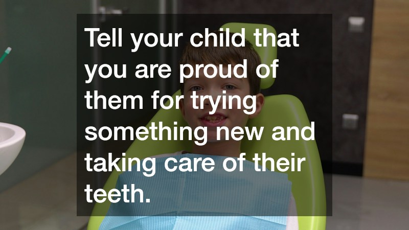 Tell your child that you are proud of them for trying something new and taking care of their teeth. 