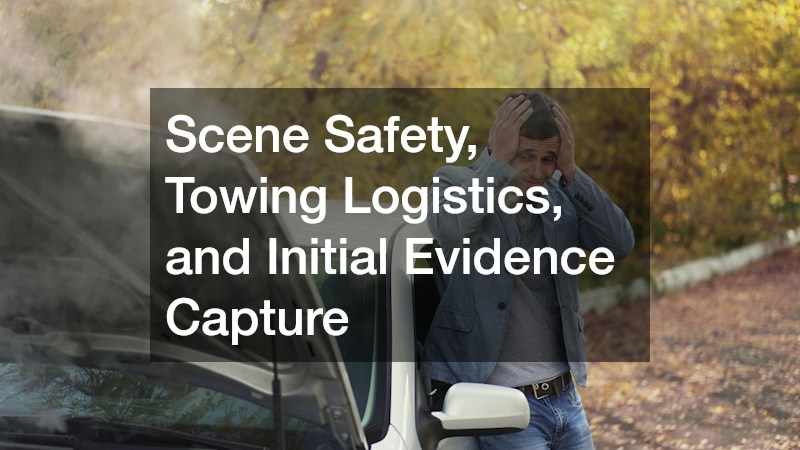 Scene Safety, Towing Logistics, and Initial Evidence Capture
