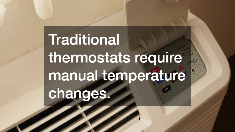 Traditional thermostats require manual temperature changes.