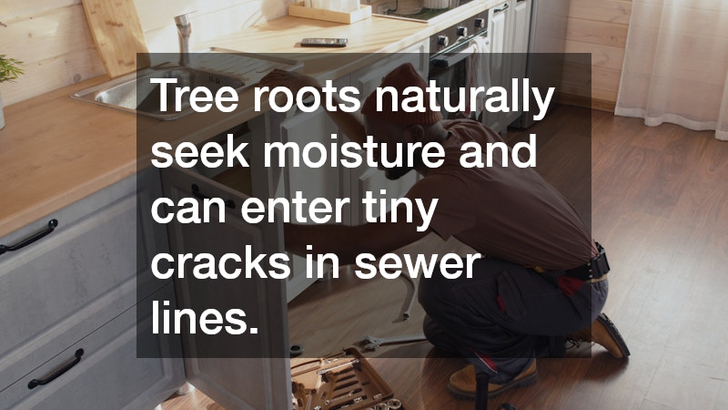 Tree roots naturally seek moisture and can enter tiny cracks in sewer lines.