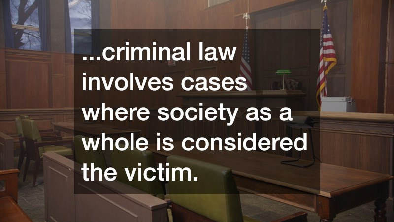 ...criminal law involves cases where society as a whole is considered the victim.