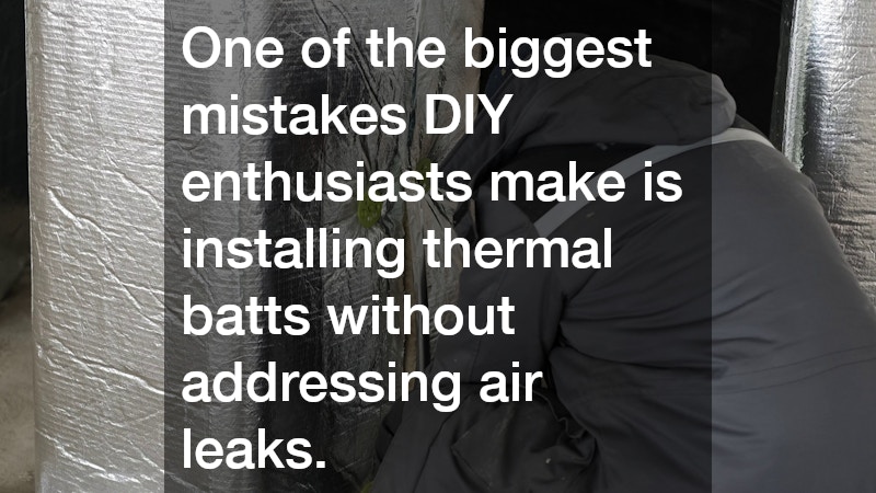 One of the biggest mistakes DIY enthusiasts make is installing thermal batts without addressing air leaks. 