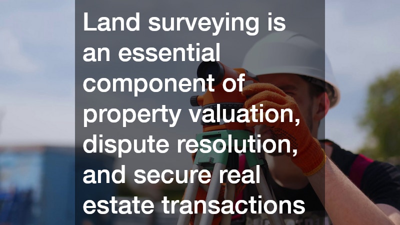 Land surveying is an essential component of property valuation, dispute resolution, and secure real estate transactions