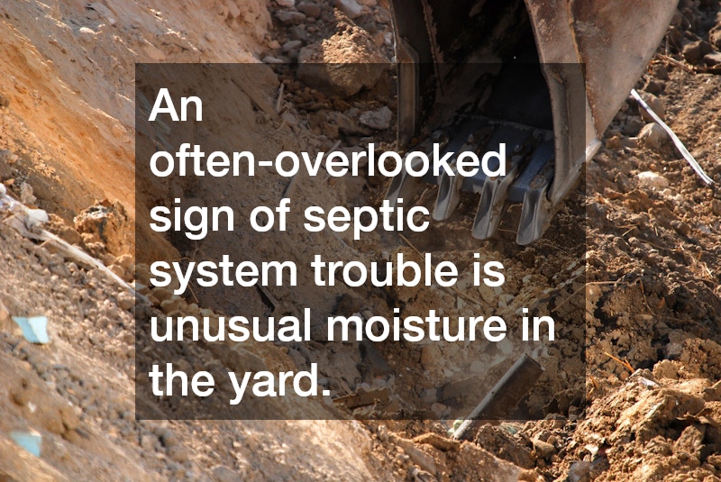 An often-overlooked sign of septic system trouble is unusual moisture in the yard.