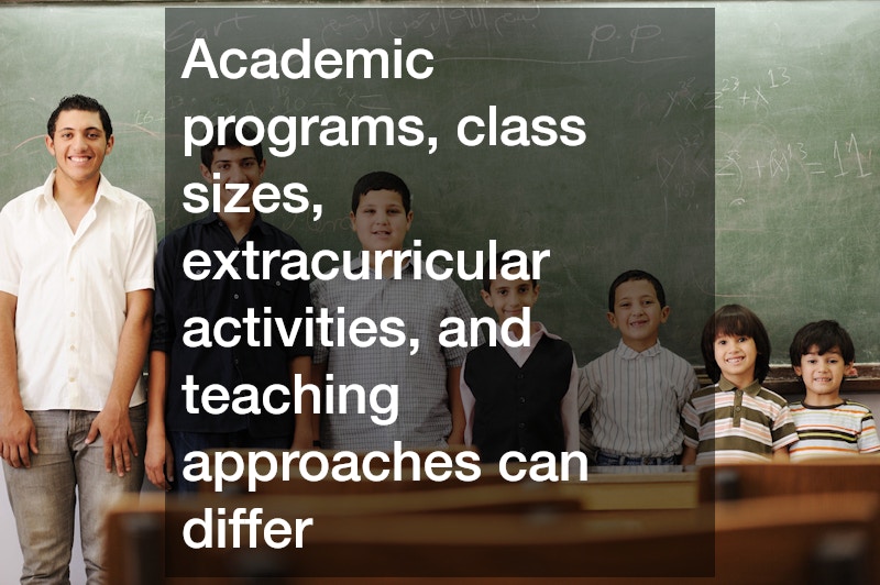 Academic programs, class sizes, extracurricular activities, and teaching approaches can differ