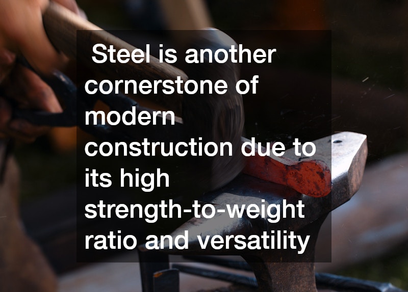  Steel is another cornerstone of modern construction due to its high strength-to-weight ratio and versatility