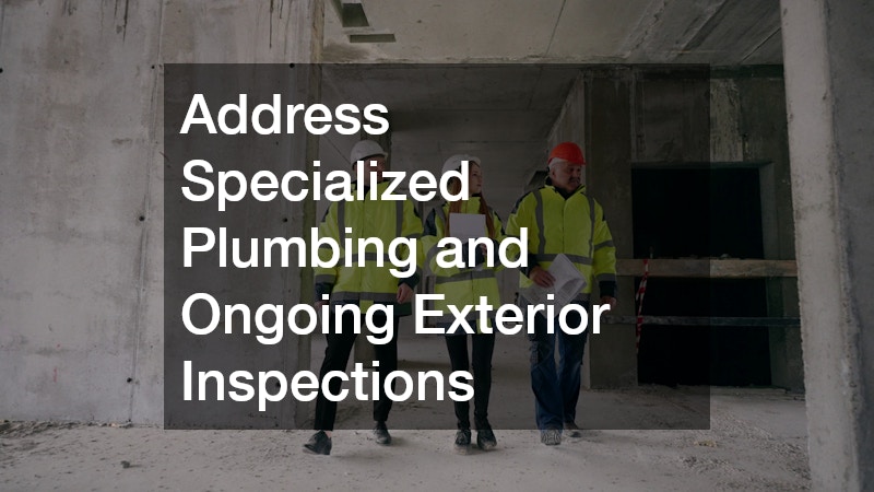 Address Specialized Plumbing and Ongoing Exterior Inspections