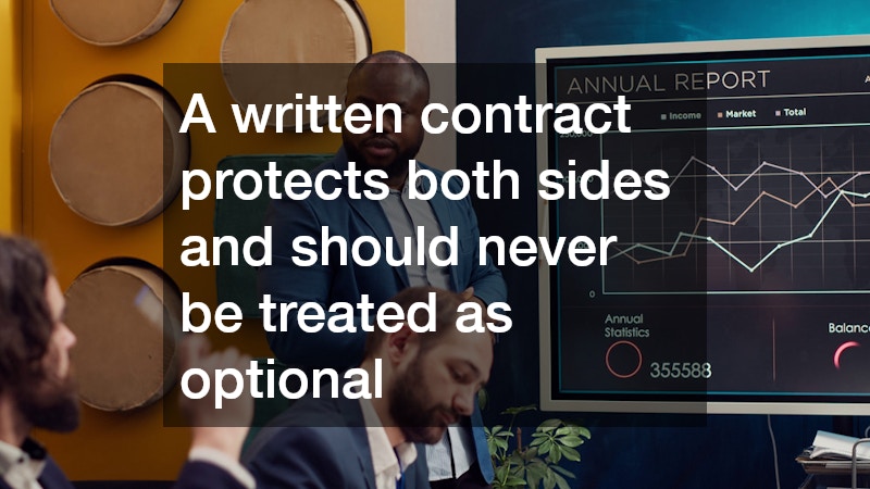 A written contract protects both sides and should never be treated as optional