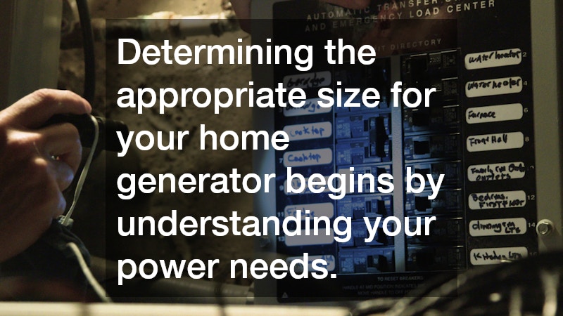 Determining the appropriate size for your home generator begins by understanding your power needs.