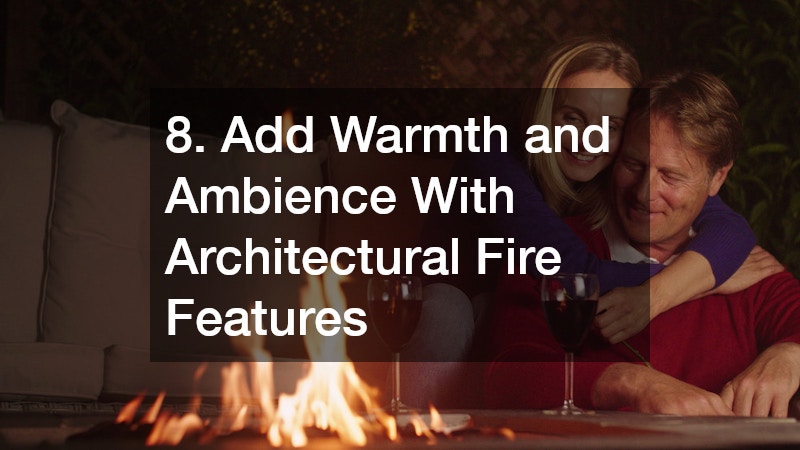 8. Add Warmth and Ambience With Architectural Fire Features
