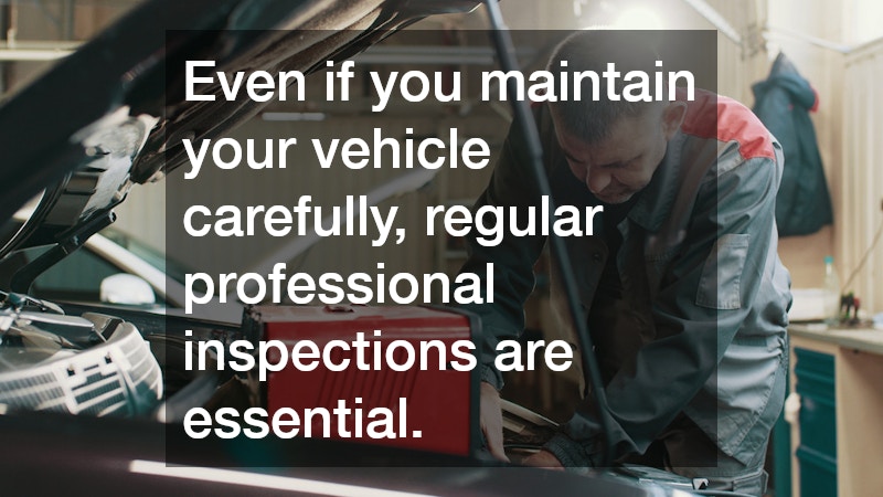 Even if you maintain your vehicle carefully, regular professional inspections are essential.