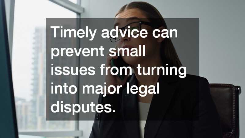 Timely advice can prevent small issues from turning into major legal disputes. 