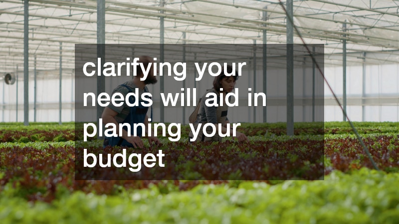 clarifying your needs will aid in planning your budget