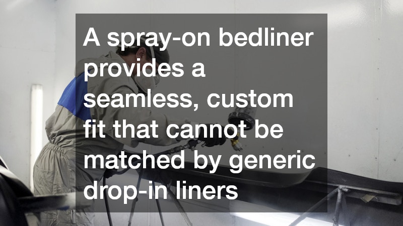 A spray-on bedliner provides a seamless, custom fit that cannot be matched by generic drop-in liners