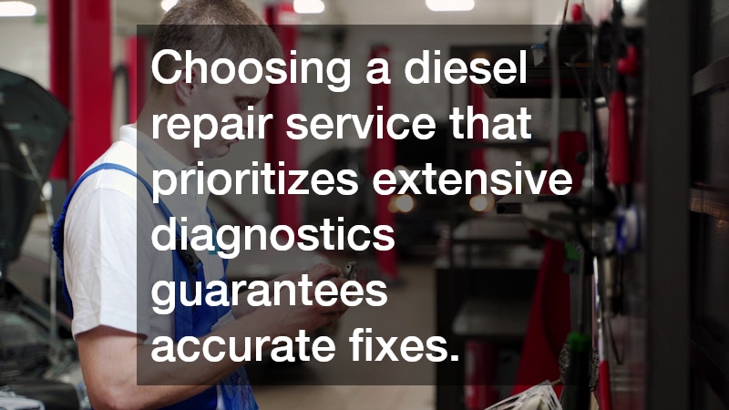 Choosing a diesel repair service that prioritizes extensive diagnostics guarantees accurate fixes.