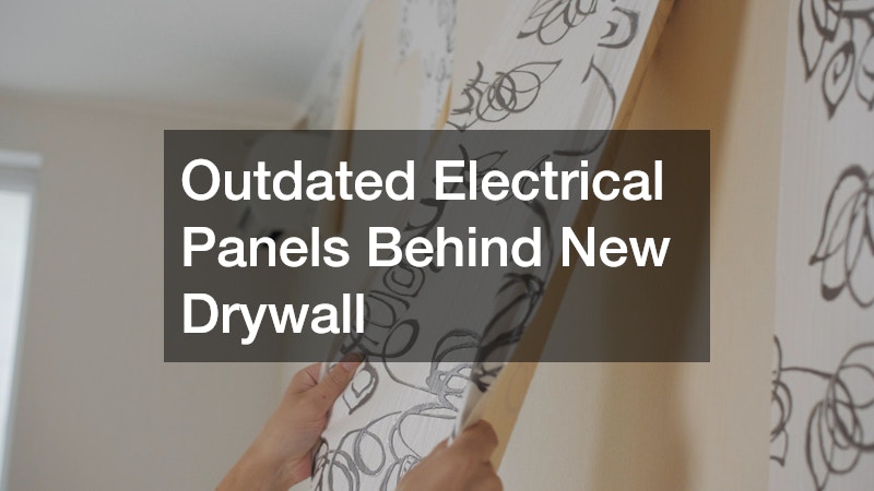 Outdated Electrical Panels Behind New Drywall