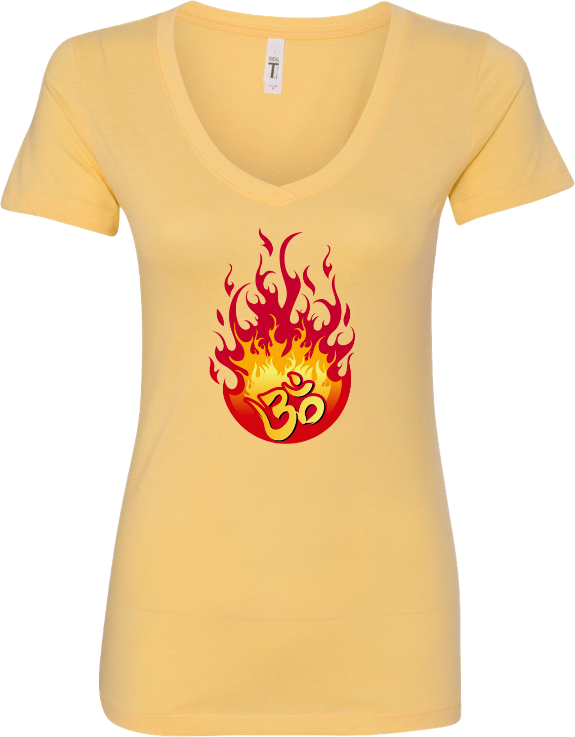 Womens Yoga T-shirt Fire OM Blended V-neck