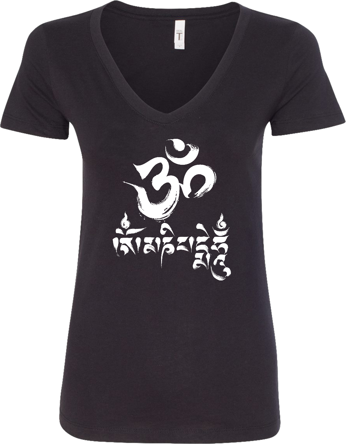 Womens Yoga T-shirt Om Mani Padme Hum Blended V-neck