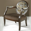Art Deco Dark Wood Upholstered Chair